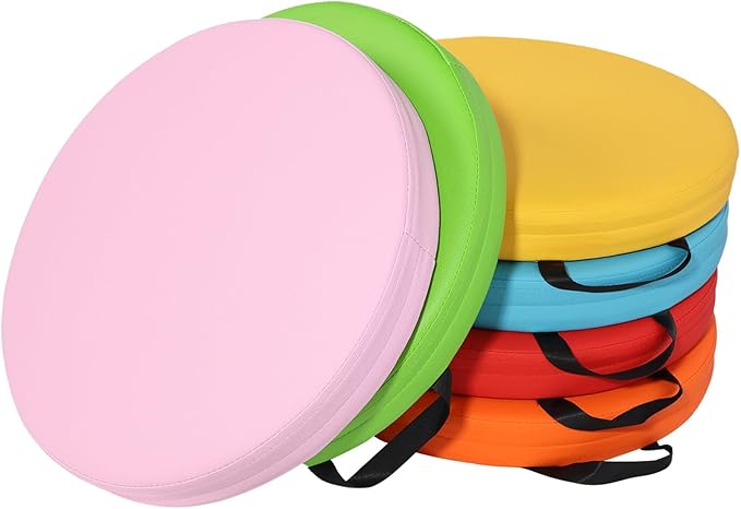 6 Pcs Flexible Floor Cushion, Waterproof Cushions Easy to Clean and Carry,16''x16''x2'' Soft Cushion for Learning Sitting Daycare Chair Yoga and Meditation (PU Leather)