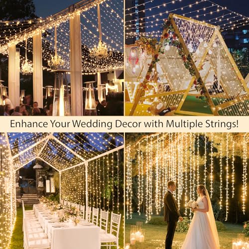 suddus 100 LED String Lights with Remote Control, 33ft Connectable Clear Wire Fairy Lights, 8 Modes & Timer Dimmable, Waterproof Plug in Twinkle Lights for Bedroom, Patio, Christmas Tree - Warm White - color: Warm White, size: 100LED Connectable