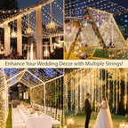 suddus 100 LED String Lights with Remote Control, 33ft Connectable Clear Wire Fairy Lights, 8 Modes & Timer Dimmable, Waterproof Plug in Twinkle Lights for Bedroom, Patio, Christmas Tree - Warm White - color: Warm White, size: 100LED Connectable