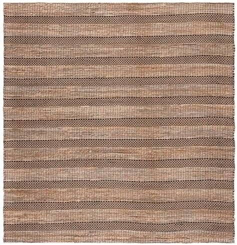 SAFAVIEH Natural Fiber Collection Area Rug - 6'6" Square, Black & Natural, Handmade Boho Farmhouse Rustic Jute & Cotton, Ideal for High Traffic Areas in Living Room, Bedroom (NFB654Z)