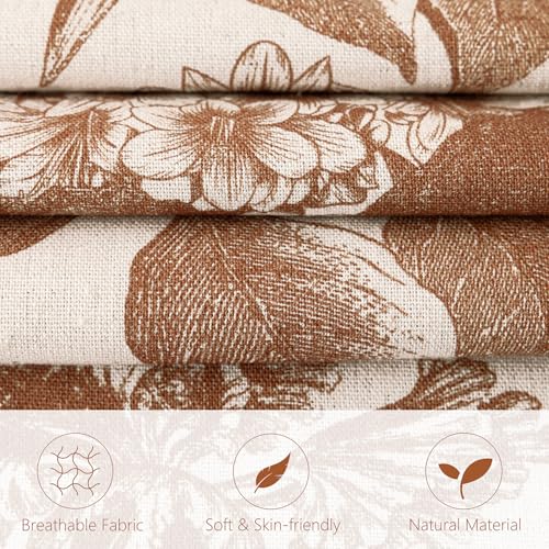 Foindtower Set of 2 Linen Floral Throw Pillow Covers Vintage Accent Print Decorative Cozy Cushion Covers Farmhouse Boho Home Decor for Sofa Chair Couch Bedroom Living Room,18×18 Inch,Autumn Orange - color: Autumn Maple, size: 18" x 18" (Pack of 2)