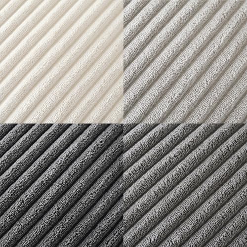 Volcanics Set of 4 Neutral Grey Corduroy Decorative Couch Throw Pillow Covers 18x18 Inch, Western Modern Farmhouse Striped Cushion Cases, Soft Boho Square Accent Pillow Covers for Home Sofa - color: Neutral Grey, size: 18" x 18" (Pack of 4)