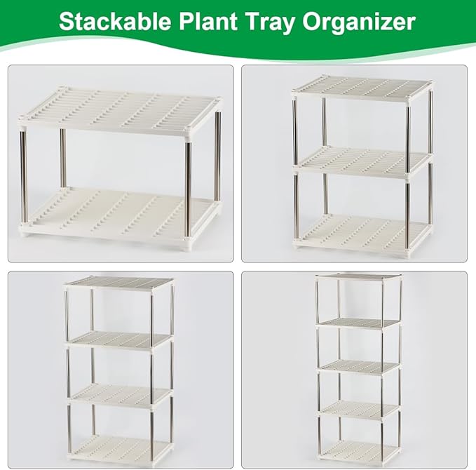 5 Layer Seed Starter Tray, Plant Stand, Storage for Nursery Pot Seedling Cell Tray Container Indoor/Outdoor Plant Rack Holder (White)