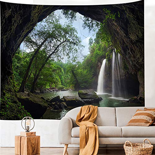 Llamazing Forest Landscape Tapestry for Home Decor - Living Room Bedroom Decoration Magic Curtain (Waterfall, 60''L51''W) - color: Waterfall, size: 60"L x 51"W