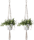 Flexzion 2 Pack White Macrame Plant Hanger - 41 Inch Macrame Hanging Planter with C & S Hooks - Indoor Hanging Plant Holder with Woven Cotton Rope for Home Decor (Plant Pot Not Included)