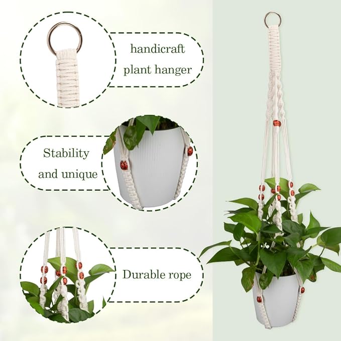 Hanging Planter for Indoor Plants,Macrame Plant Hanger with Colored Wood Beads,Plant Hanger,Hanging Plant Holder,Plant Hangers,Plant Holder,Plant Hangers Indoor,Macrame Plant Hangers Indoor