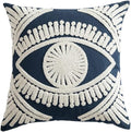 Boho Abstract Tufted Throw Pillow Cover Geometric Embroidered Decorative Pillowcase Farmhouse Cotton Square Accent Cushion Cover for Sofa Couch Bedroom (Type B,18"x18")
