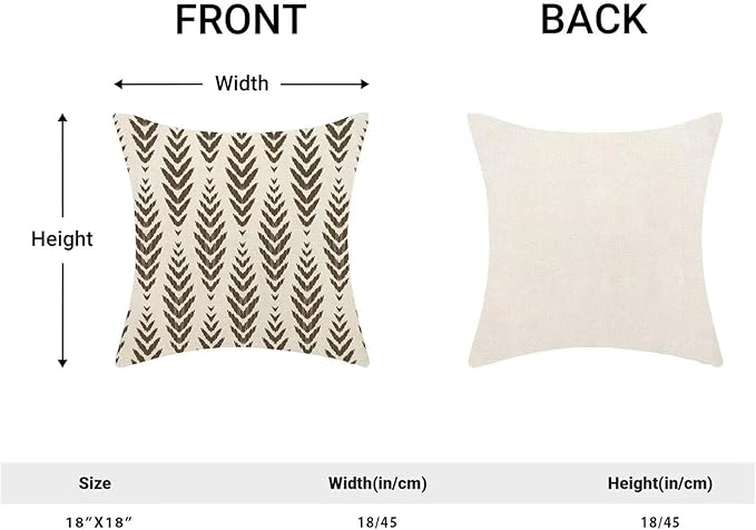 BETGINY Brown Boho Pillow Covers 18 x 18 Inch Pack of 2, Bohemian Ethnic Herringbone Pattern Decorative Throw Pillow Covers Vintage Linen Farmhouse Outdoor Pillowcase for Bedroom Home Sofa Decor