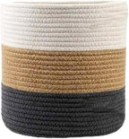 Woven Cotton Rope Plant Basket for Flower Pot Indoor Planters, 8" x 8" Jute Foldable Storage Basket Organizer Modern Decor Household Laundry Basket