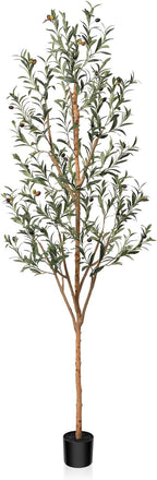 Kazeila Artificial Olive Tree 7FT Tall Faux Silk Plant for Home Office Decor Indoor Fake Potted Tree with Wood Branches and Fruits