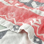 MEJU Boho Indian Pink Gray Stripes Checks Muslin All Season Reversible Blanket for Bed Sofa Couch 100% Combed Cotton Soft Warm Bedspread Throw Blanket Bed Coverlet Full Queen 80 in x 90 in - color: Boho Pink, size: F/Q 80 in x 90 in