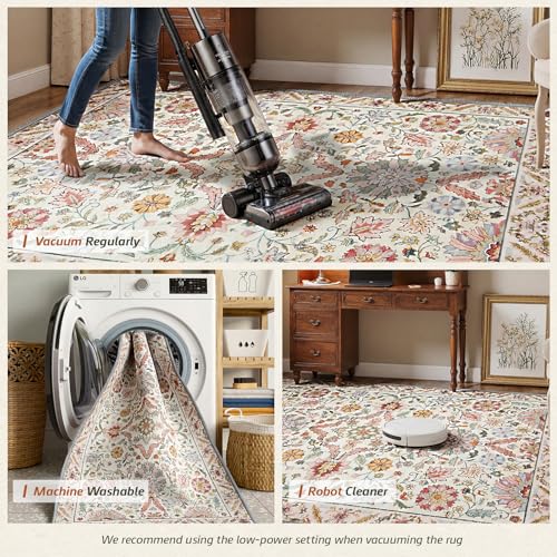 MINIDEAR 2x3 Area Rugs for Entryway Kitchen, Washable Rug Small Accent Rugs for Bedroom Non Slip Vintage Rug with Floral Print Thin Carpet Mat for Home, Daisy Pink - color: 03pink, size: 2' x 3' (Rectangular)