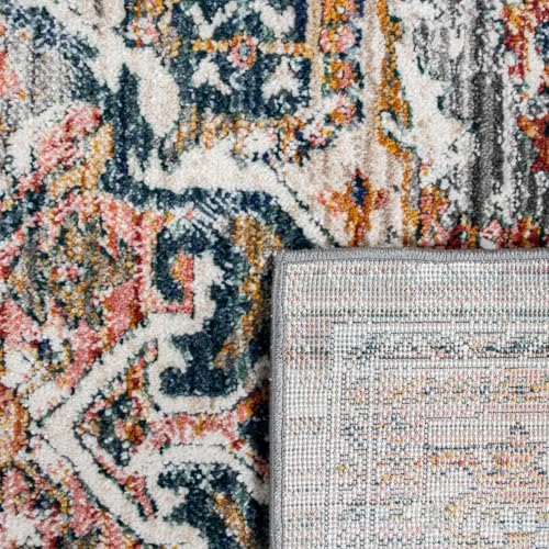 Paco Home Vintage Rug Oriental Design with Ornaments and Border in Faded Multicolor, Size: 4' x 5'7" - color: Multi Color, size: 4' x 5'7" (Rectangular)