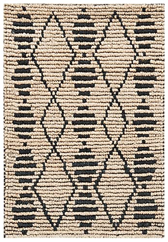 SAFAVIEH Bohemian Collection 2' x 3' Beige / Black BOH703Z Handmade Moroccan Tribal Jute Accent Rug - size: 2' x 3' (Rectangular)