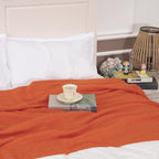 Gealaek Decorative Fluffy Faux Cashmere Throw Blanket Bright Orange Fringe Lightweight Fuzzy Soft Cozy Throws for Sofa Bed Farmhouse Throw Blanket 50" x 60"