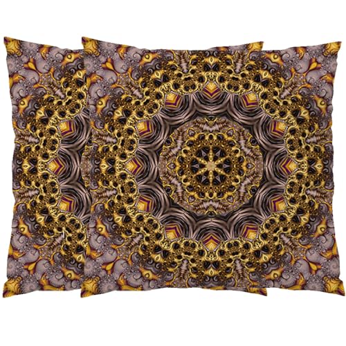 Bohemian Pillow Covers 18 x 18 Set of 2, Outdoor Retro Floral Mandala Compass Bohemian Pillow Covers Boho Decor Hippie Throw Pillows Case Decor for Sofa Couch Living Room 18x18 Inch - color: Boho D