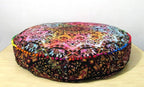 ICC Large Hippie Mandala Round Floor Pillow Cover Ottoman Pouf Cover Daybed Oversized Cotton Cushion Cover with Heavy Duty Zipper Seating Ottoman Poufs Dog-Pets Bed (Multi Star, 35" Round)