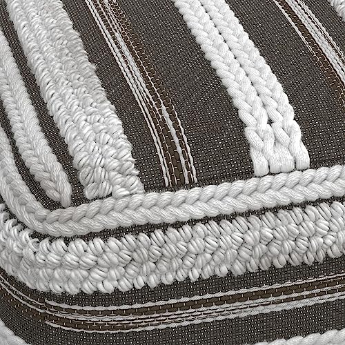 SIMPLIHOME Sommer Boho Square Pouf in Natural/Taupe Grey Handloom Woven Pattern for the Living Room, Bedroom and Kids Room - color: Natural/Taupe Grey, style: Cotton Pouf