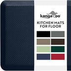 KANGAROO Thick Ergonomic Anti Fatigue Mats for Kitchen Floor, 70x24 Runner, Cushioned Standing Office Desk Mat, Waterproof Scratch Resistant Topside, Supportive All Day Comfort Padded Foam Rugs, Navy