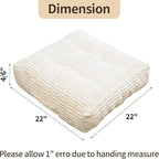 Floor Cushions, Corduroy Floor Pillow, Floors Pillows for Adults & Pets, Large Floors Pouf, Square Floored Pillows for Sitting & Yoga(2PC, Beige White，22"×22"×5.9")