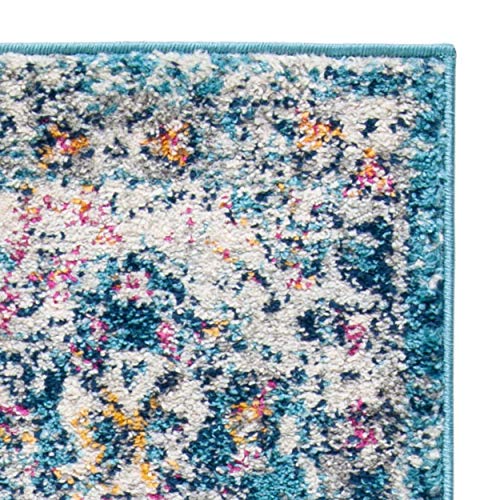 SAFAVIEH Madison Collection Runner Rug - 2'3" x 6', Navy & Teal, Boho Chic Distressed Design, Non-Shedding & Easy Care, Ideal for High Traffic Areas in Living Room, Bedroom (MAD611N) - color: Navy/Teal, size: 2'3" x 6' (Runner)