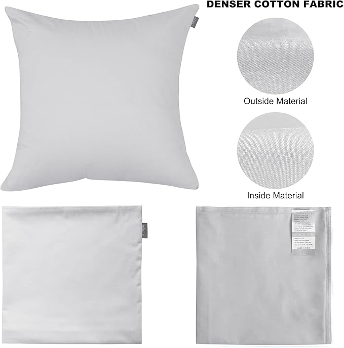 Thmyo 4-Pack 100% Cotton Comfortable Solid Decorative Throw Pillow Case Square Cushion Cover Pillowcase Sublimation Blank Pillow Covers DIY Throw Pillowcase(24x24 inch/ 60x60cm,Light Silver Grey)