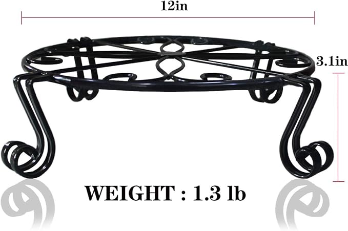 4 Pack Black Plant Stand for Flower Pot Heavy Duty Potted Holder Indoor Outdoor Metal Rustproof Iron Garden Container Round Supports Rack for Planter Bronze, Pumpkin Stand Outdoor……