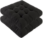 Meditation Floor Cushions Set of 2, Thickened Floor Pillow for Adults, Large Square Pillows Seat Cushion for Tatami Living Room Yoga, Memory Sponge Block Added, 22x22 Inch, Black