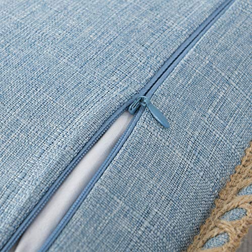 NordECO HOME Set of 2 Farmhouse Throw Pillow Covers - Burlap Linen Trimmed Tailored Edges Decorative Cushion Covers for Bed Home Decoration, 12 x 20, Blue - color: Light Blue, size: 20" x 12" (Pack of 2)