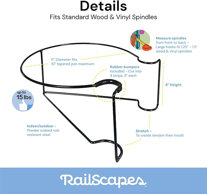 Railscapes Floating Railing Plant Clip for 1.25” - 1.5” Thick Spindles