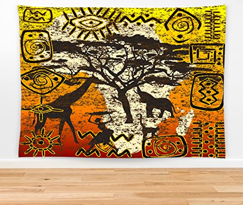feelacle African Tribe Symbol Tapestry 80" X 60" Africa Map Wall Hanging Party Decorations Home Decor For Bedroom Living Room Dorm (200 X 150cm) - color: African Tribe Symbol, size: 80"L x 60"W