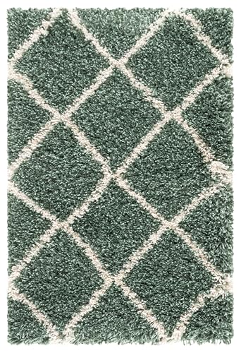 SAFAVIEH Hudson Shag Collection Accent Rug - 2' x 3', Green & Ivory, Modern Trellis Design, Non-Shedding & Easy Care, 2-inch Thick Ideal for High Traffic Areas in Foyer, Living Room, Bedroom (SGH281Y) - color: Green/Ivory, size: 2' x 3' (Rectangular)