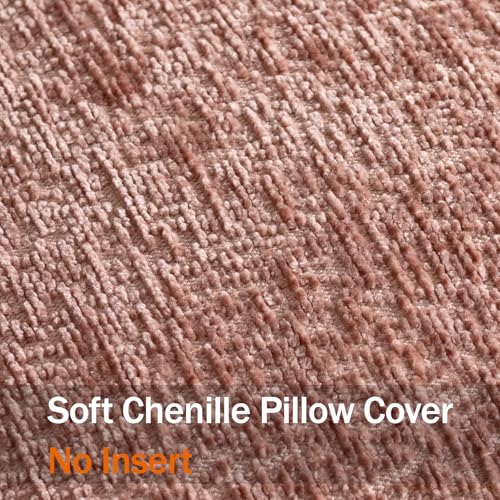 DEZENE Pack of 2 Dusty Pink Decorative Throw Pillow Covers 20x20 Cozy Soft Chenille Boho Accent Vintage Farmhouse Square Couch Pillow Covers for Home Decor Bed Sofa Living Room - color: Dusty Pink, size: 20" x 20" (Pack of 2)
