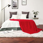 MIULEE Red Fleece Throw Blanket for Couch 300GSM Super Soft Lightweight Plush Striped Throws, Red Warm Cozy Breathable Ribbed Flannel Blanket for Bed/Sofa, Twin Size 60"x80"