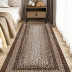 RUGSREAL Runner Rug 2x8 Machine Washable Hallway Runner Rug Entryway Long Runner Carpet Braided Printed Throw Mat Non Slip Kitchen Mat Living Room Rustic Carpet for Bedroom Dining Room, Brown - color: Brown, size: 2' x 8' (Runner)