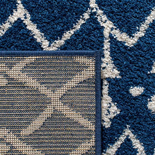 SAFAVIEH Tulum Collection Accent Rug - 2' x 5', Navy & Ivory, Moroccan Boho Distressed Design, Non-Shedding & Easy to Clean, Ideal for Front Door, Kitchen, Entryway, Foyer (TUL270N) - color: Navy/Ivory, size: 2' x 5' (Rectangular)