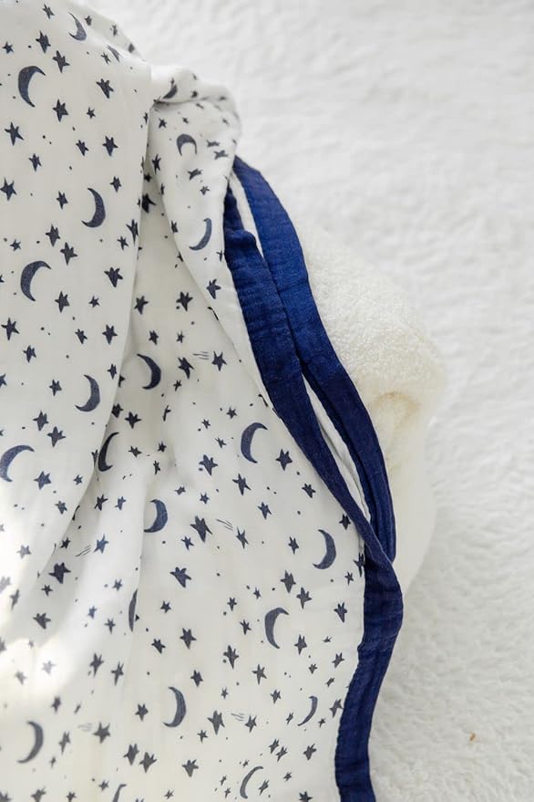 Starry Sky Muslin Stroller Blanket - Silky Soft and Breathable Summer Blanket for Toddler - Oversized 47" x 47" - 2 Layers Muslin Baby Blanket for Baby Gir and Boy (Starry Sky)