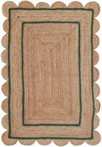 Scallop Pattern Jute Bohemian Area Rug (Green, 2'x3')
