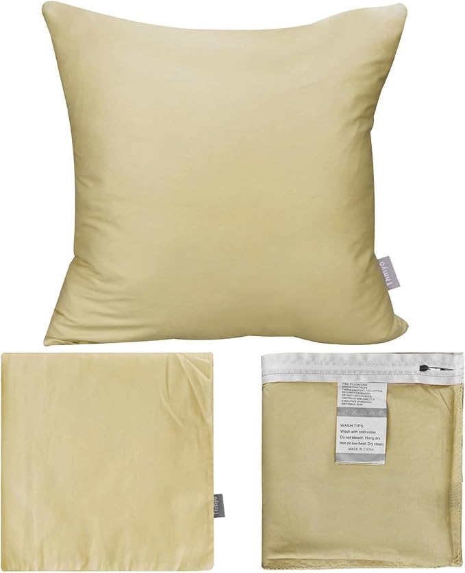 4-Pack 100% Cotton Comfortable Solid Decorative Throw Pillow Case,Thmyo Square Cushion Cover Pillowcase Sublimation Blank Pillow Covers DIY Throw Pillowcase for Couch Sofa(16x16 inch/ 40x40cm,Khaki)
