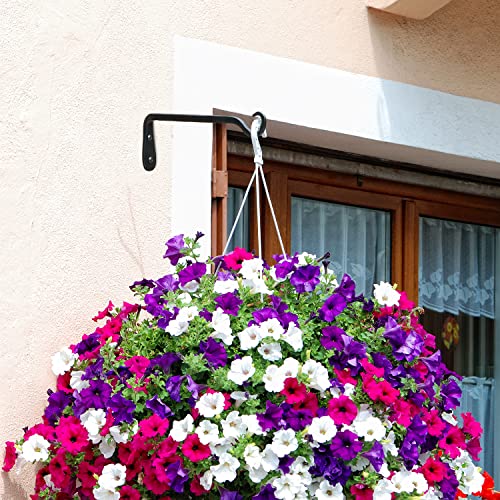 Worth Garden 6-Pack 7" Plant Hanger Bracket - Forged Wrought Iron Powder-Coated Heavy Duty Wall Hook - Black Hanging Hooks - Durable and Stable for Bird Feeders, Planters Indoor & Outdoor - color: Black, size: 7" Length