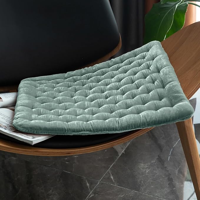 vctops Luxury Velvet Square Chair Pad Soft and Comfy Chair Cushion Tufted Indoor Seat Cushion Pillow Tatami (Blue,17"x17")