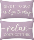 Dusty Lavender Purple Pillow Covers 12x20 Inch Set of 2 – Christian Gifts for Women – Give It to God and Go to Sleep/Relax God’s Got This – Decorative Lumbar Case for Girls’ Room
