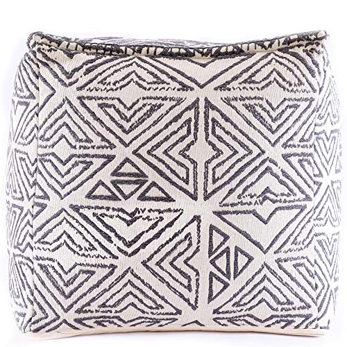 Mandala Life ART Pouf Ottoman - 20x20x20 - Foot Rest Stool White Cube - color: White Black, size: 20"D x 20"W x 20"H