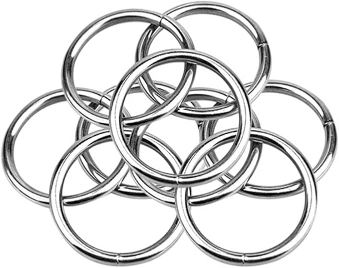 BetterJonny 12Pcs Metal Macrame Hoops Rings, 50mm Silver Thick Plant Hangers and Dog Collars for Home Decorations and DIY Crafts