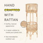 KOUBOO Rattan Indoor Two-Tier Plant Stand, Natural Planter, Large, Brown