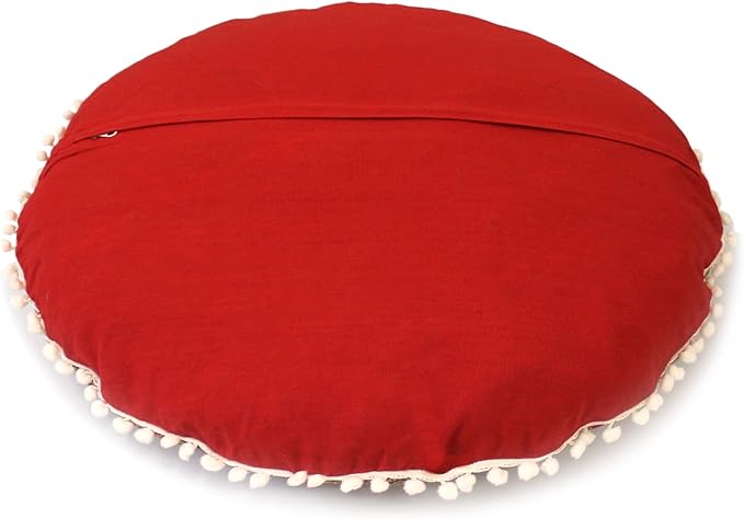Large Round seat Floor Cushion Chair Ottoman Cover Pouf Pillow Meditation Floor Cushions for Adults Seating pouffe Ottoman Throw Covers Craft Room Furniture Sitting Cover 22 Inches Red Yellow