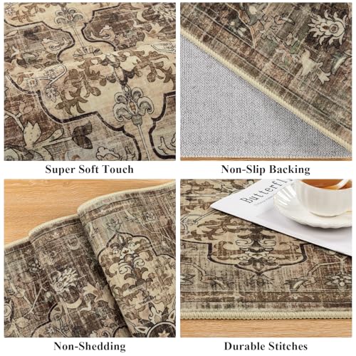 Pauwer Boho Hallway Runner Rug 2x6 Washable Entryway Area Rugs Non Slip Farmhouse Vintage Floor Mat Carpet Runner for Hallways Laundry Room Kitchen Bathroom Bedroom - color: Green and Brown, size: 2' x 6' (Runner)