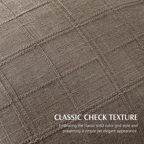 Foindtower Set of 1 Decorative Linen Check Throw Pillow Cover Neutral Farmhouse Vintage Cushion Cover Modern Boho Home Decor for Sofa Chair Couch Bedroom Living Room,16×16 Inch,Taupe Grey - color: Taupe Grey, size: 16" x 16" (Pack of 1)