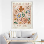 Chordity Danish Pastel Botanical Flower Market Aesthetic Tapestries Wall Hanging Tapestry Decorative Flag For Home Decor Living Room College Dorm Bedroom Banner Poster 30*40 Inch