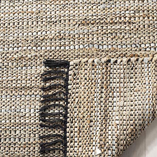 SAFAVIEH Vintage Leather Collection Runner Rug - 2'3" x 9', Beige, Handmade Boho Fringe Leather & Jute, Ideal for High Traffic Areas in Living Room, Bedroom (VTL203B) - color: Beige, size: 2'3" x 9' (Runner)